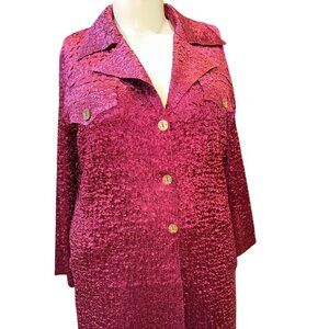 ABC Collection Sz XL-2X Rosy Red Crinkle 3-Button 2-Pocket Lightweight Jacket